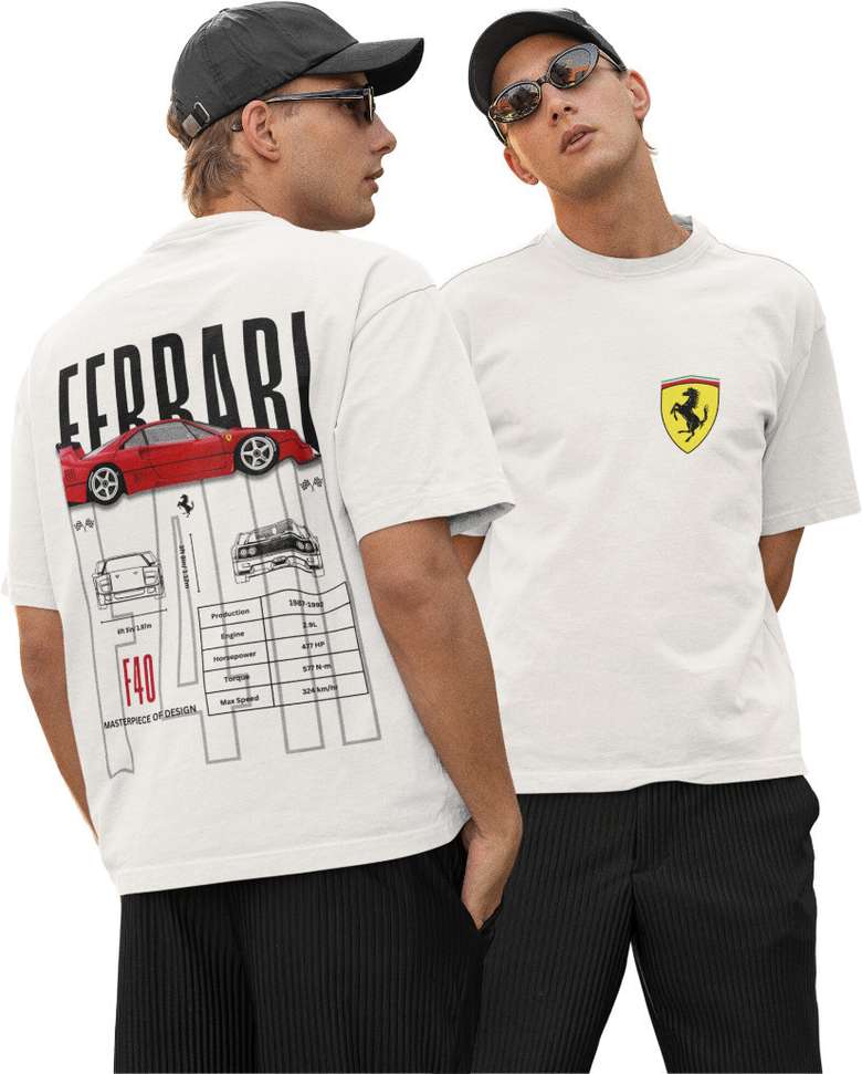 SpeedPulse™ | Ferrari Graphic Oversized Tee – Pure Cotton Black