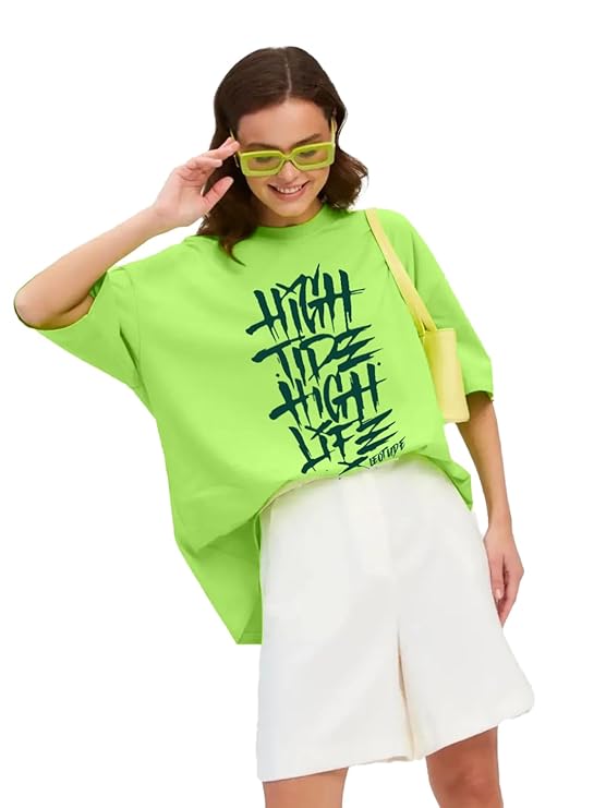 LEOTUDE Women’s Oversized Printed T-Shirt – Cotton Blend | Half Sleeve | Streetwear Fit