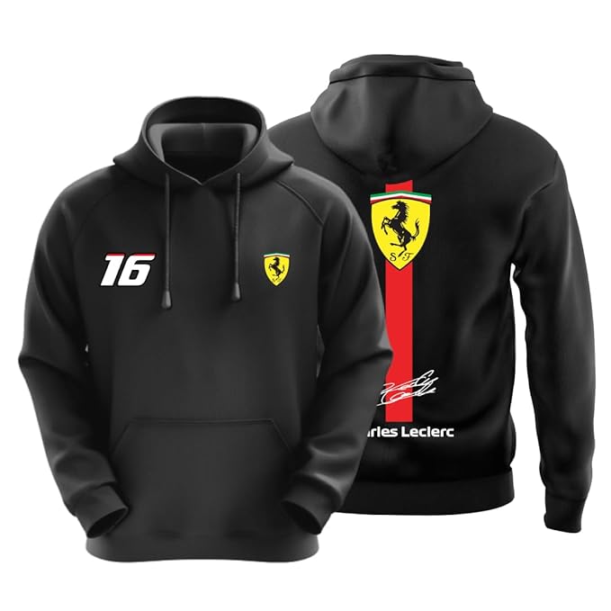 TRNDY FERR C16 Motorsport Hoodie – Black | 100% Cotton | Unisex Car Culture Drop
