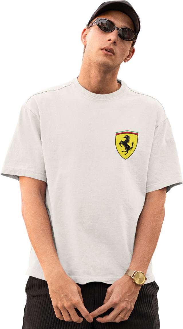 SpeedPulse™ | Ferrari Graphic Oversized Tee – Pure Cotton Black
