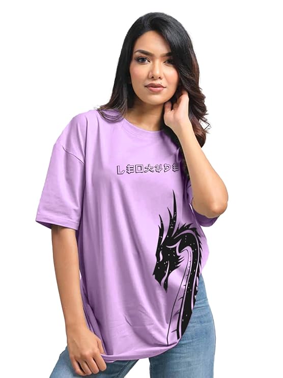 LEOTUDE Women’s Oversized Printed T-Shirt – Cotton Blend | Half Sleeve | Streetwear Fit