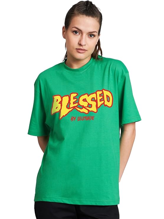 LEOTUDE Women’s Oversized Printed T-Shirt – Cotton Blend | Half Sleeve | Streetwear Fit