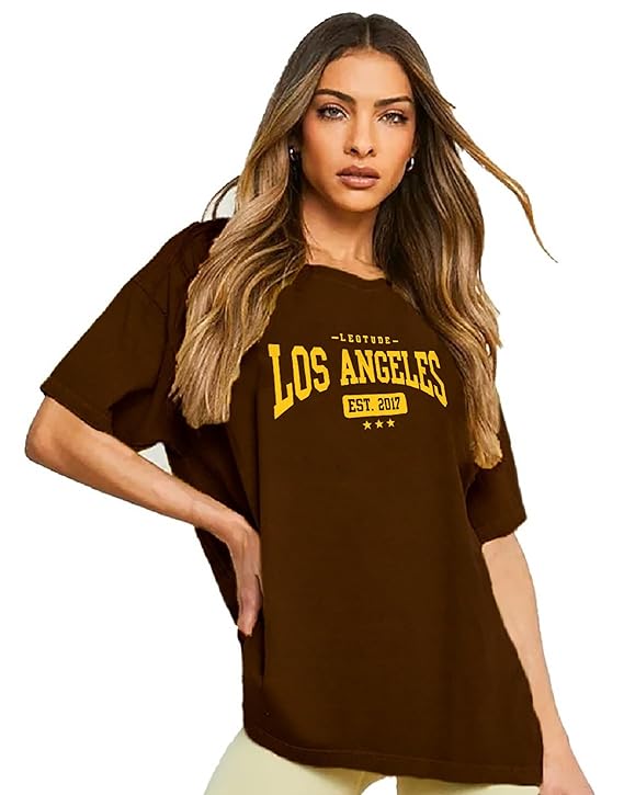 LEOTUDE Women’s Oversized Printed T-Shirt – Cotton Blend | Half Sleeve | Streetwear Fit
