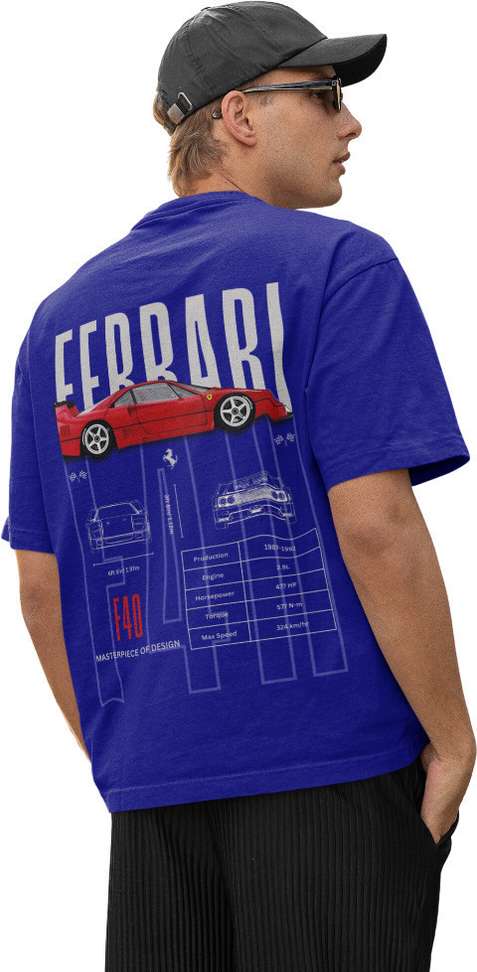 SpeedPulse™ | Ferrari Graphic Oversized Tee – Pure Cotton Black