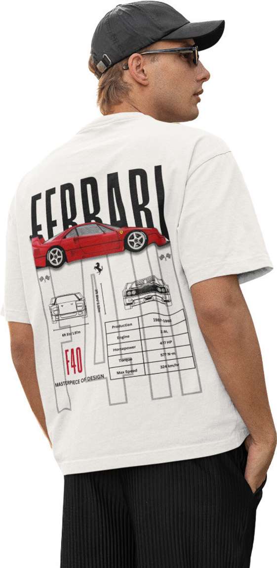 SpeedPulse™ | Ferrari Graphic Oversized Tee – Pure Cotton Black