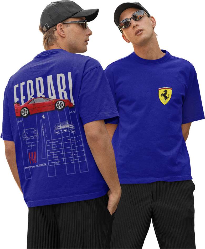 SpeedPulse™ | Ferrari Graphic Oversized Tee – Pure Cotton Black