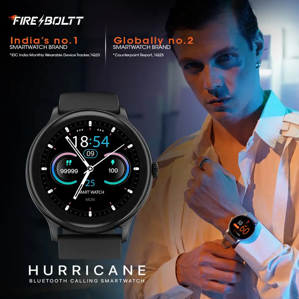 Fire-Boltt Hurricane Smartwatch — 1.3” Curved HD Display | Bluetooth Calling | 100+ Sports Modes.