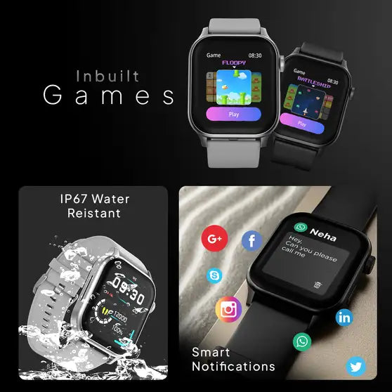 Fire-Boltt Rise 1.85” Smartwatch — Bluetooth Calling, Metal Body, Rotating Crown, 123 Sports Modes