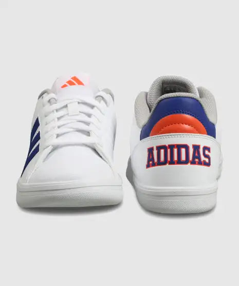 ADIDAS Men’s Classic Rubber M4 Sneakers — White & Blue | Striped Design