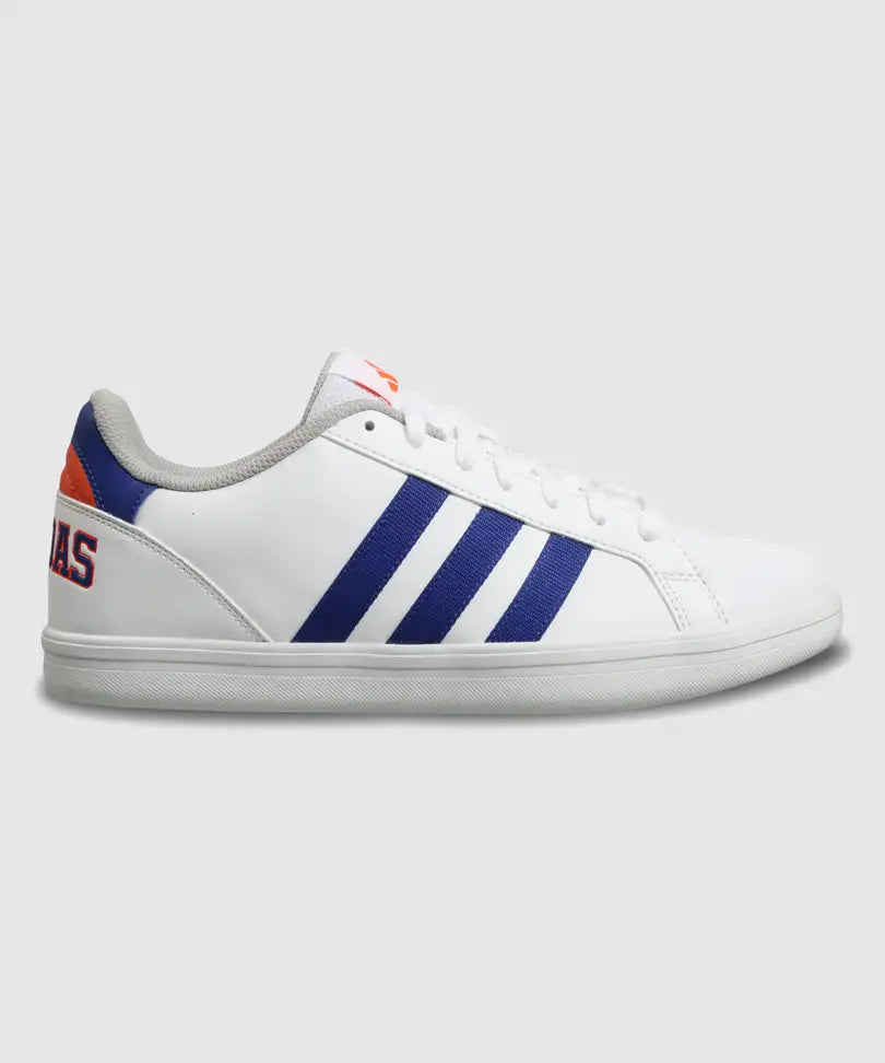 ADIDAS Men’s Classic Rubber M4 Sneakers — White & Blue | Striped Design