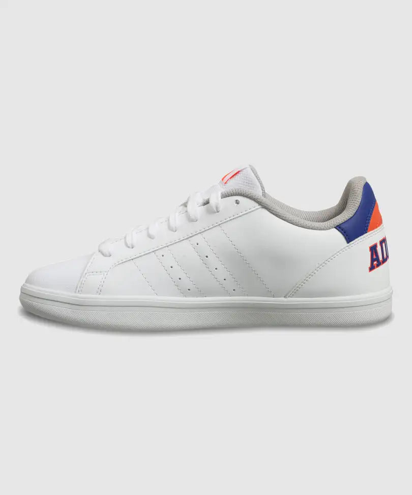 ADIDAS Men’s Classic Rubber M4 Sneakers — White & Blue | Striped Design