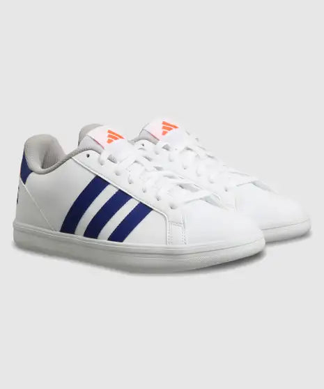 ADIDAS Men’s Classic Rubber M4 Sneakers — White & Blue | Striped Design